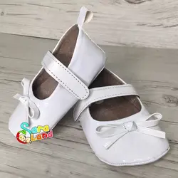 پاپوش مجلسی نوزاد دخترانه ورنی سفید پاپیون دار