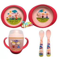 سرویس غذاخوری نوزاد 5 تکه Cihcco استپ دار طرح کودکان سرخابی