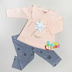 ست بلوز و شلوار نوزاد طرح گلبهی