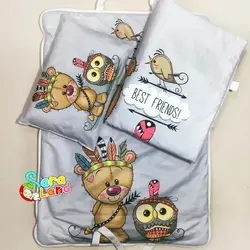 سرویس خواب مسافرتی سه تکه طرح خرس و جغد سرخپوست طوسی