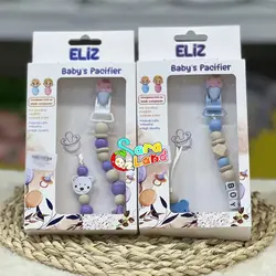 بند پستانک چوبی طرح گل رنگی