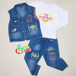 ست بلوز و جلیقه و شلوار جین نوزاد