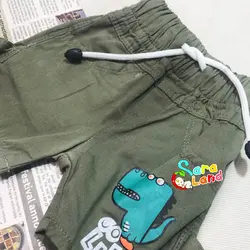 شلوارک کتان نوزاد طرح دایناسور رنگی