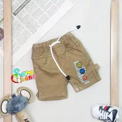 شلوارک کتان نوزاد طرح شکلک رنگی