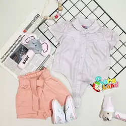 ست پیراهن و شلوارک نوزاد دخترانه اکلیلی