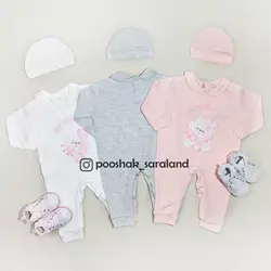 سرهمی نوزاد دخترانه طرح خرس و قلب رنگی