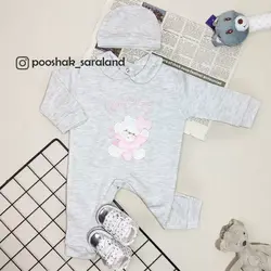 سرهمی نوزاد دخترانه طرح خرس و قلب رنگی