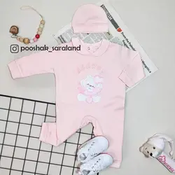سرهمی نوزاد دخترانه طرح خرس و قلب رنگی