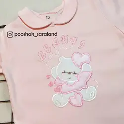 سرهمی نوزاد دخترانه طرح خرس و قلب رنگی