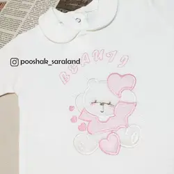 سرهمی نوزاد دخترانه طرح خرس و قلب رنگی