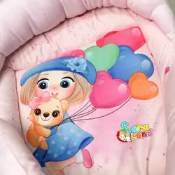 آغوشگیر نوزاد دخترانه طرح دختر و بادکنک