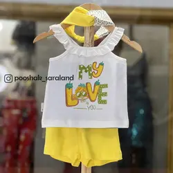 ست تاپ و شلوارک نوزاد دخترانه دانالو طرح LOVE