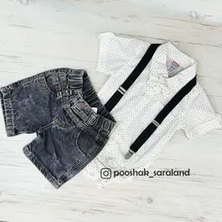 ست بادی و شلوارک مجلسی نوزاد طرح پاپیون