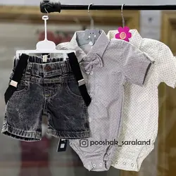 ست بادی و شلوارک مجلسی نوزاد طرح پاپیون