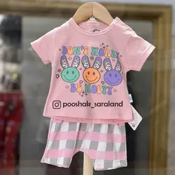 ست بلوز و شلوارک نوزاد دخترانه طرح Happy