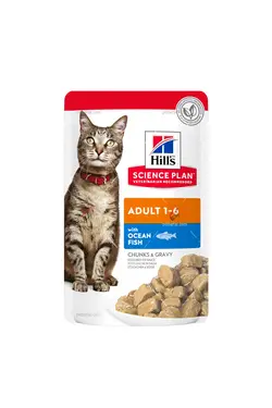 پوچ گربه بالغ هیلز طعم ماهی اقیانوسی | HILL’S SCIENCE PLAN Adult Cat with Ocean Fish pouch