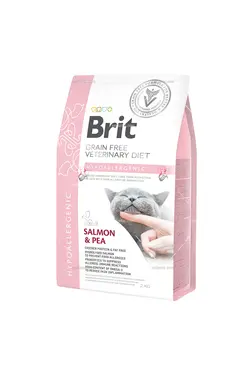 غذای خشک درمان آلرژی گربه بریت با طعم سالمون و نخود ۲ کیلویی| Brit Hypoallergenic Cat