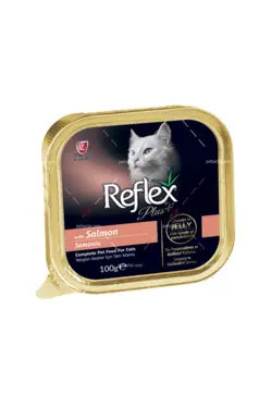 ووم گربه بالغ رفلکس با طعم ماهی سالمون ۱۰۰ گرمی | Reflex Plus Adult With Salmon