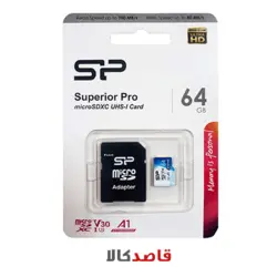 کارت حافظه microSDXC سیلیکون پاور مدل Superior Pro کلاس 10 استاندارد UHS-I U3 سرعت 100MBps ظرفیت 64 گیگابایت به همراه آداپتور SD