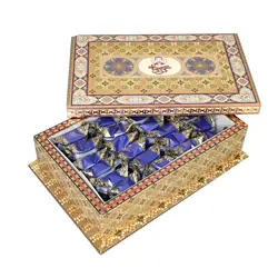 گز لقمه مخلوط پسته و بادام 28 درصد جعبه طرح خاتم