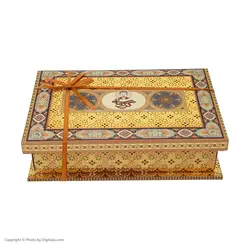 گز لقمه مخلوط پسته و بادام 28 درصد جعبه طرح خاتم