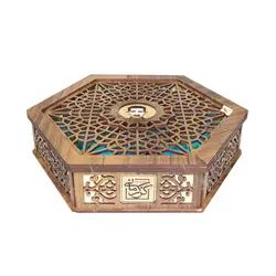 گز لقمه پسته 28 درصد جعبه چوبی شش ضلعی