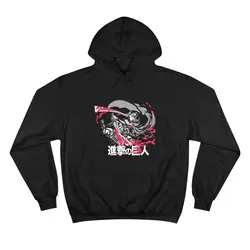 هودی مشکی طرح انیمه attack on titan