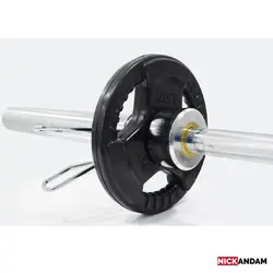 خرید وزنه هالتر 2.5کیلویی تمام لاستیک فرمونی سوراخ 50mm - نیک اندام
