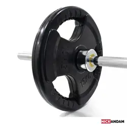 خرید وزنه هالتر 15کیلویی تمام لاستیک فرمونی سوراخ 50mm - نیک اندام