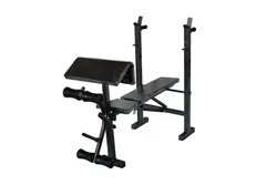 دستگاه بدنسازی میز پرس 12کاره همراه باست+وزنه+دمبل+هالتر