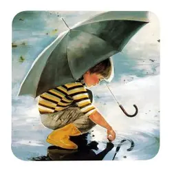 مگنت طرح نقاشی پسر بچه و چتر کد G1069