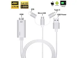 کابل HDMI سه کاره آنتن مدل ONTEN OTN-7537A FOR LIGHTNING/TYPE C/MICRO