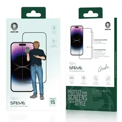 محافظ صفحه نمایش آیفون 15 پرومکس گرین مدل STEVE 9H HD GLASS PROTECTOR