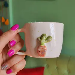 فنجان سرامیکی دستساز کاکتوس برجسته