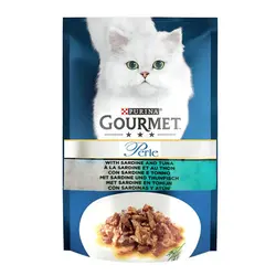 پوچ گربه با طعم ساردین و ماهی تن گورمت Gourmet Perle