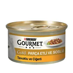 کنسرو گربه خورشتی با طعم مرغ و جگر گورمت – Gourmet VE SOSLU Tavukluve Ciğerli