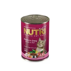 کنسرو گربه مرغ و گوشت گاو نوتری پت - Nutri Pet Chunks Chicken &amp; Beef