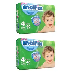پوشک بچه مولفیکس مدل یونیک  سایز 4 بسته 40 عددی مجموعه 2 عددی
