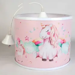 لوستر کودک طرح یونیکورن کد 51 به همراه چراغ رومیزی