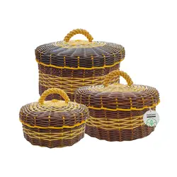 سبد حصیر بافی پریجان مدل P-014 مجموعه 3 عددی