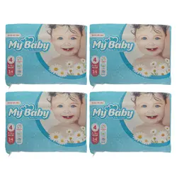 پوشک بچه مای بیبی مدل سری مهربان با پوست سایز 4 چهار بسته 34 عددی