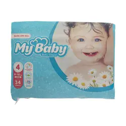 پوشک بچه مای بیبی مدل سری مهربان با پوست سایز 4 چهار بسته 34 عددی