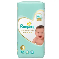 پوشک کودک پمپرز مدل Premium care  سایز 4 بسته 54 عددی