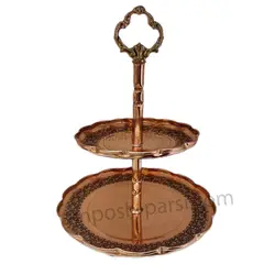 شیرینی خوری مسی 2 طبقه گلریز پارسی