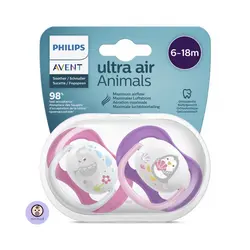 پستانک سیلیکونی اونت Avent ultra air طرح پنگوئن و فیل سایز صفر تا شش ماه