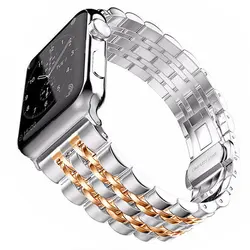 بند ساعت رولکسی دو رنگ اپل واچ 38-40-41 میلی متر Two Colours Steel Rolex Strap Apple Watch