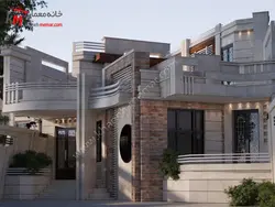 پلان ویلایی دوبلکس دو طبقه اسکلت بتنی جنوبی 330 متری با نمای مدرن 11×29.72