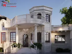 نقشه یک طبقه حیاط دار با نمای کلاسیک 13/75×18/5