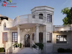 نقشه یک طبقه حیاط دار با نمای کلاسیک 13/75×18/5