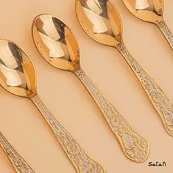 قاشق چایی خوری برنجی هندی مدل نرگس ست 6 عددی